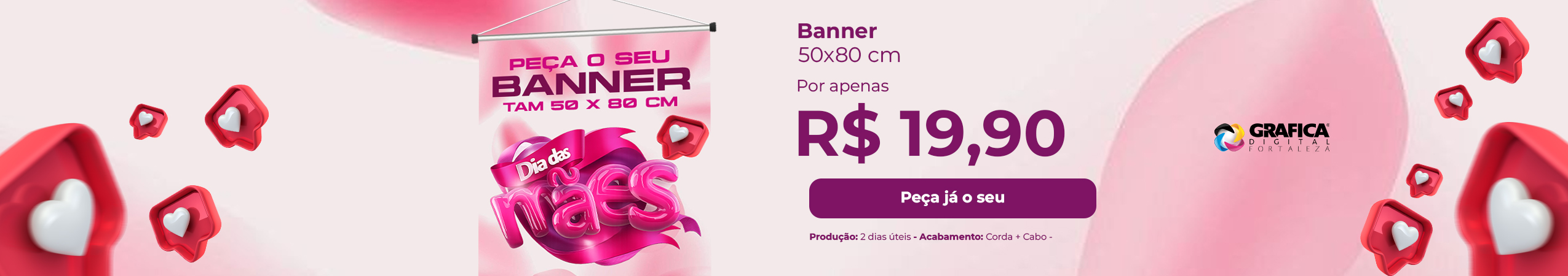 Banner banner 50x80cm dia das maes