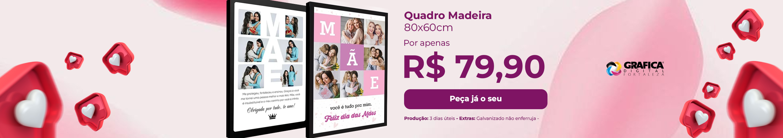 banner quadro de madeira dia das maes
