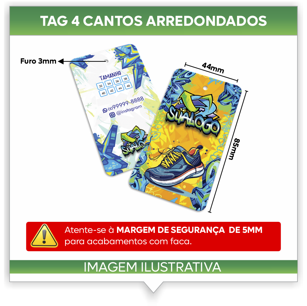 TAG 4 CANTOS ARREDONDADOS IMPRESSÃO SEM VERNIZ COUCHE 300G