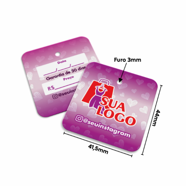 TAG MINI 4 CANTOS ARREDONDADOS 300G COM VERNIZ IMPRESSÃO FRENTE