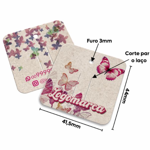 TAG MINI LAÇO 300G COM VERNIZ IMPRESSÃO FRENTE