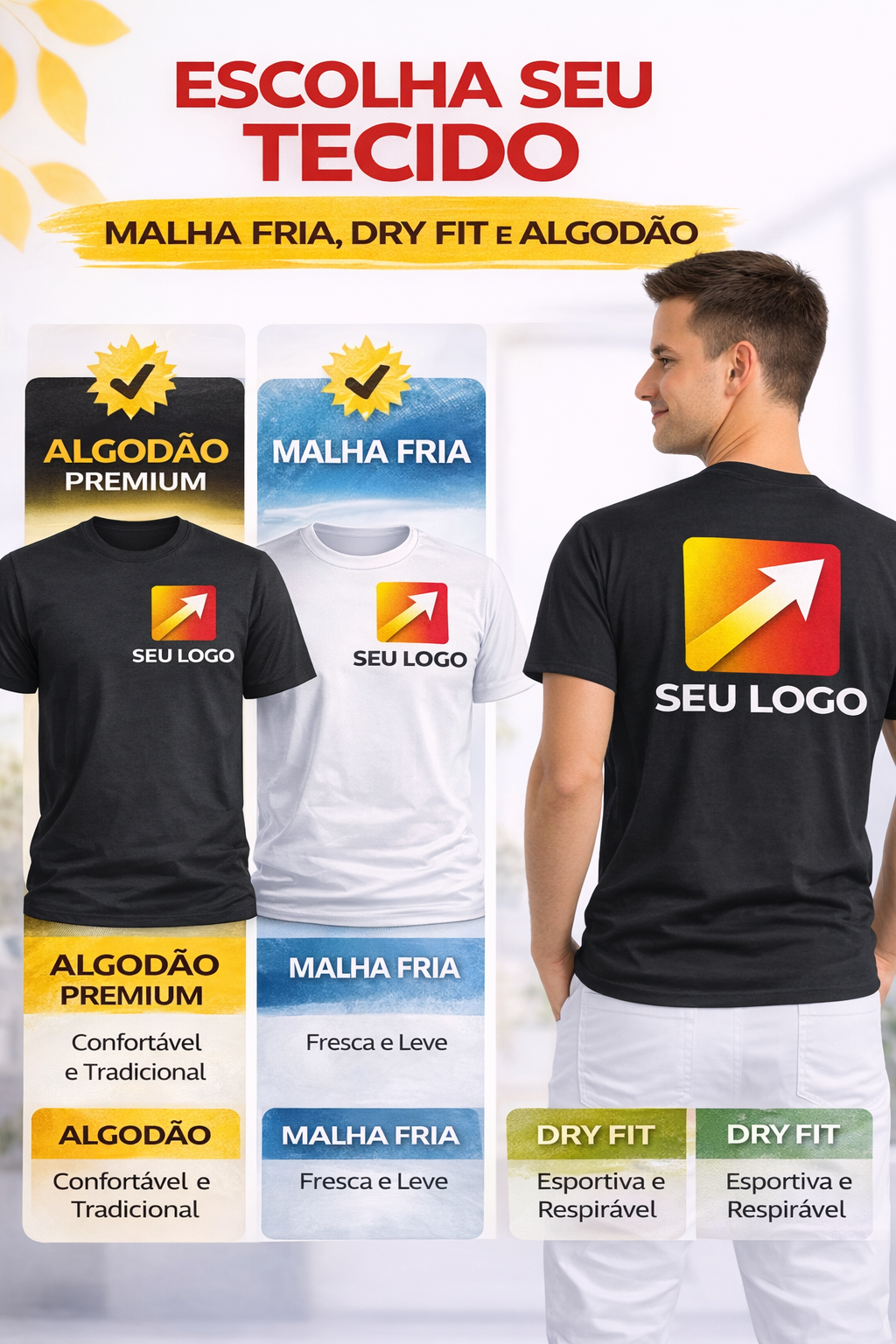 Camiseta Personalizada Algodão, Dryfit, Malha Fria