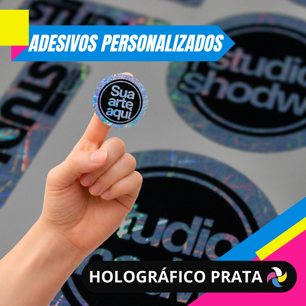 KIT ADESIVOS PERSONALIZADOS HOLOGRÁFICO PRATA