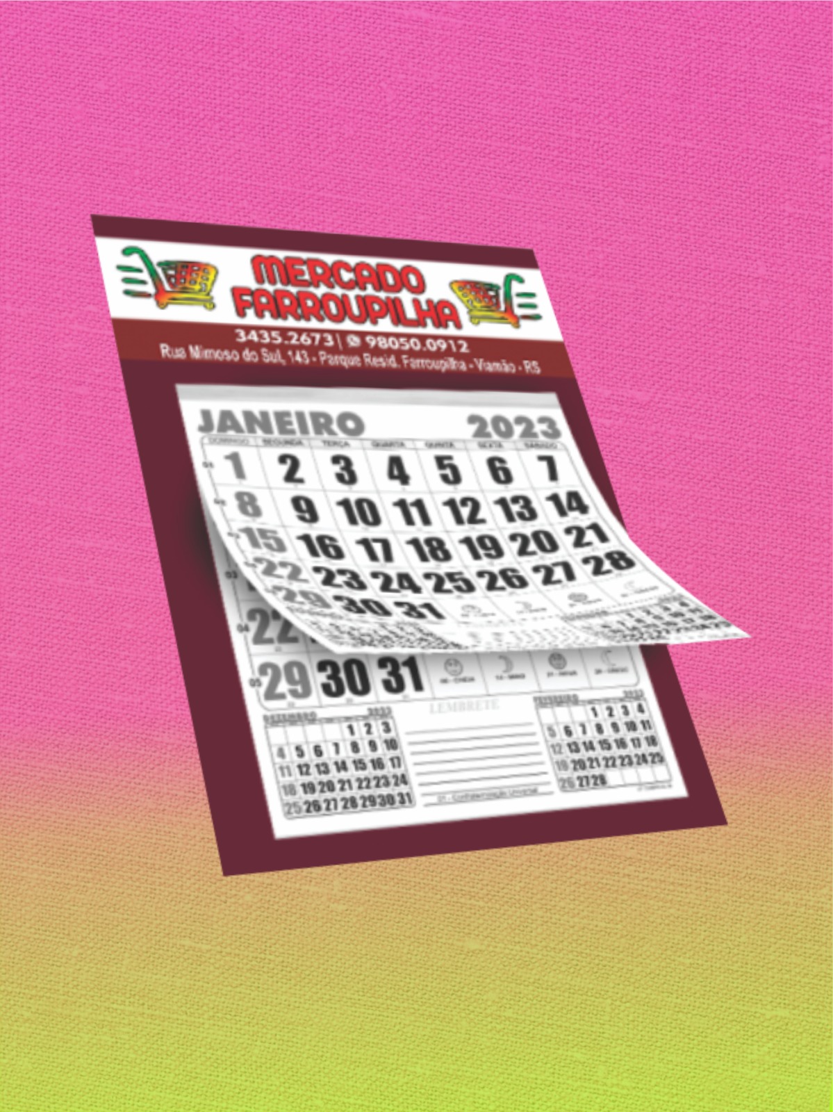 Calendário com Folhinha