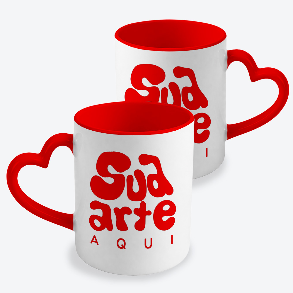 Caneca com Alça Coração Personalizada