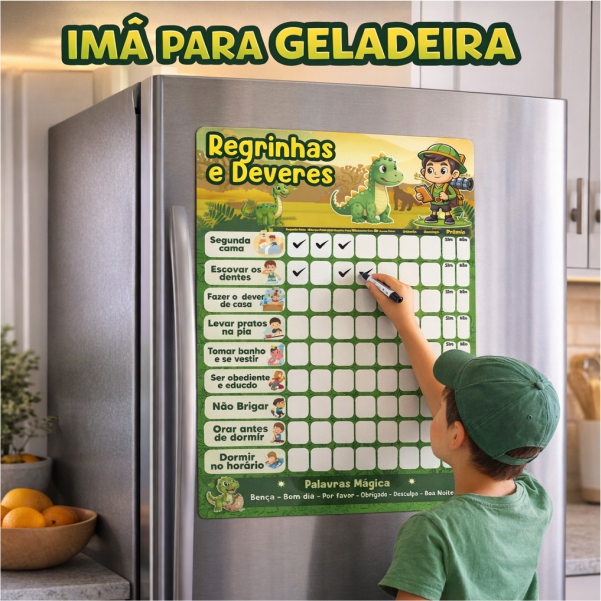 Tarefinhas e Deveres - Imã geladeira + Caneta com imã
