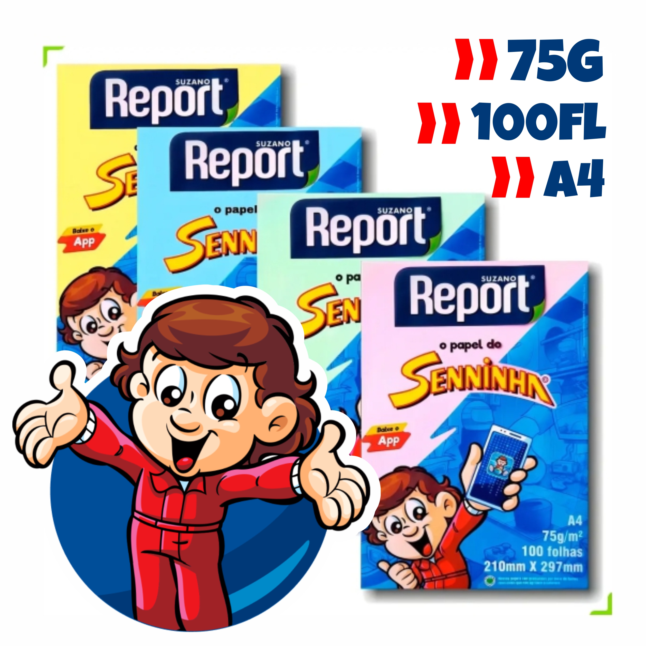 Papel Sulfite A4 Colorida Report Senninha 100fls