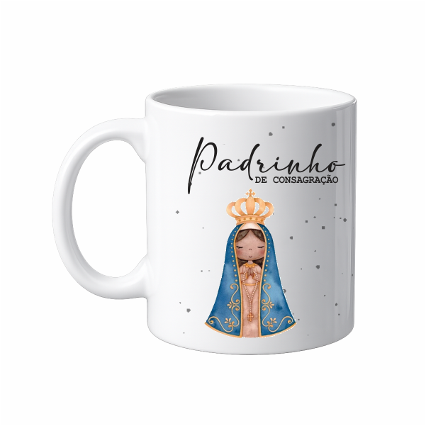 CANECA PORCELANA BRANCA PADRINHO DE CONSAGRAÇÃO