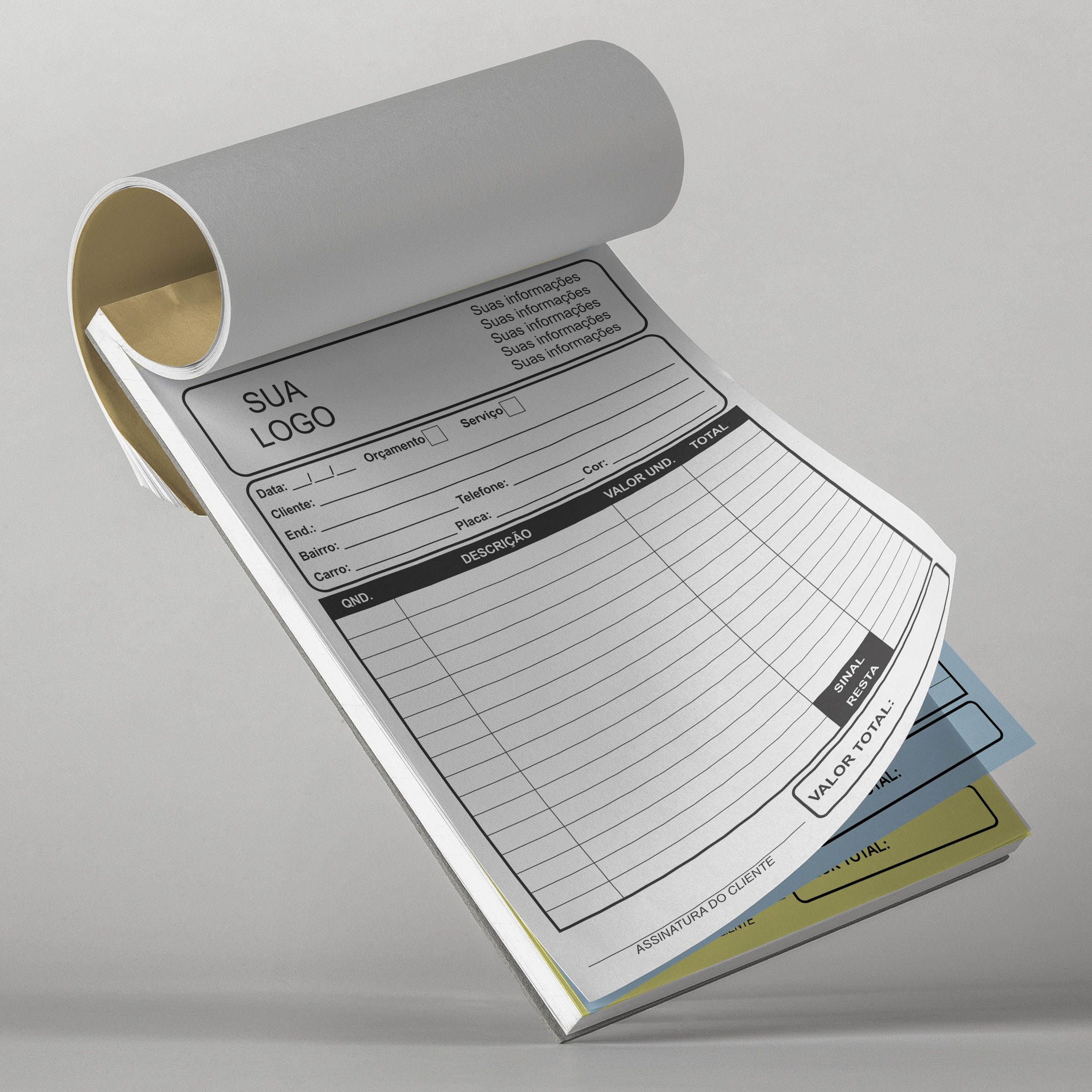 Bloco de notas formato 9 - 3 vias