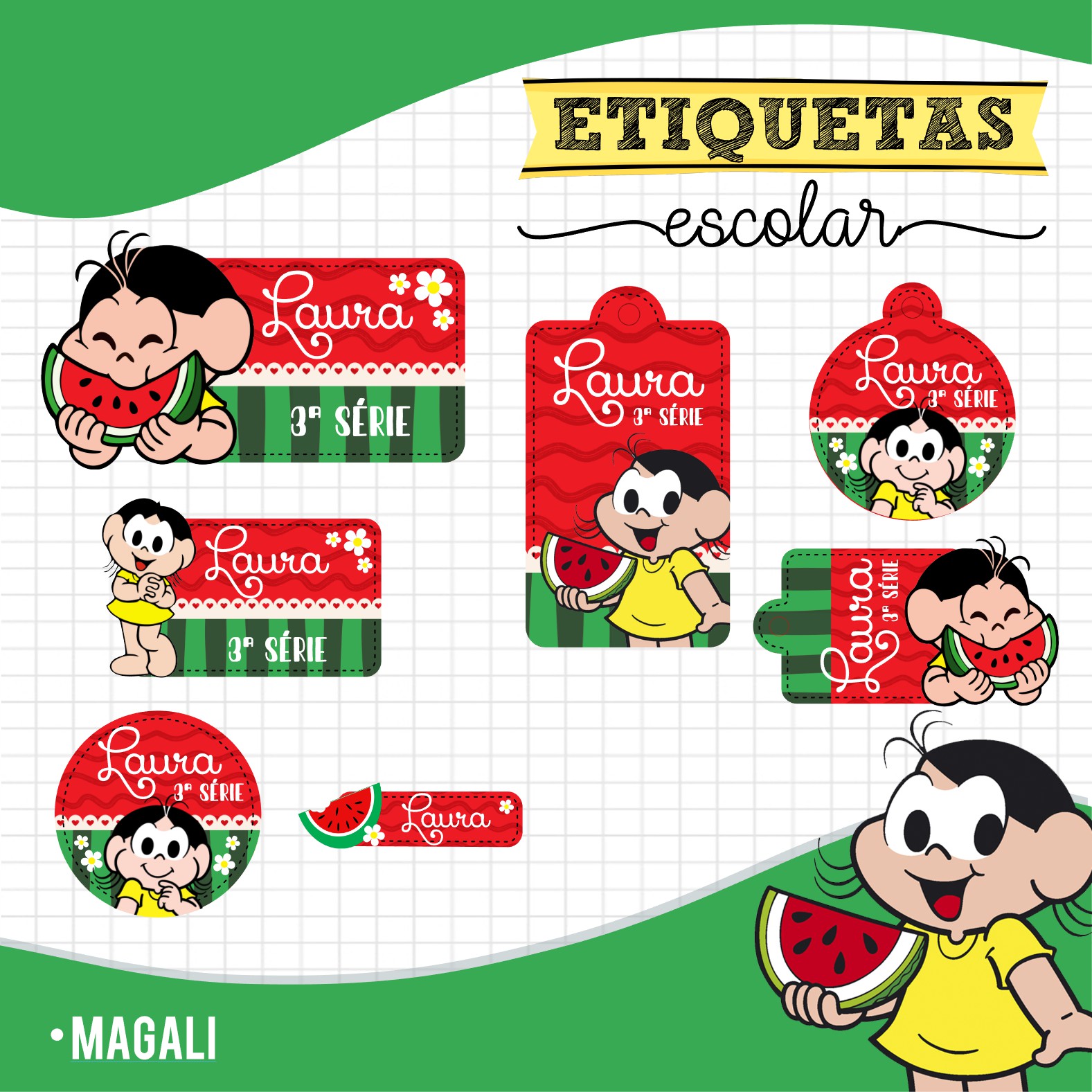 kit 120 etiquetas Escolares