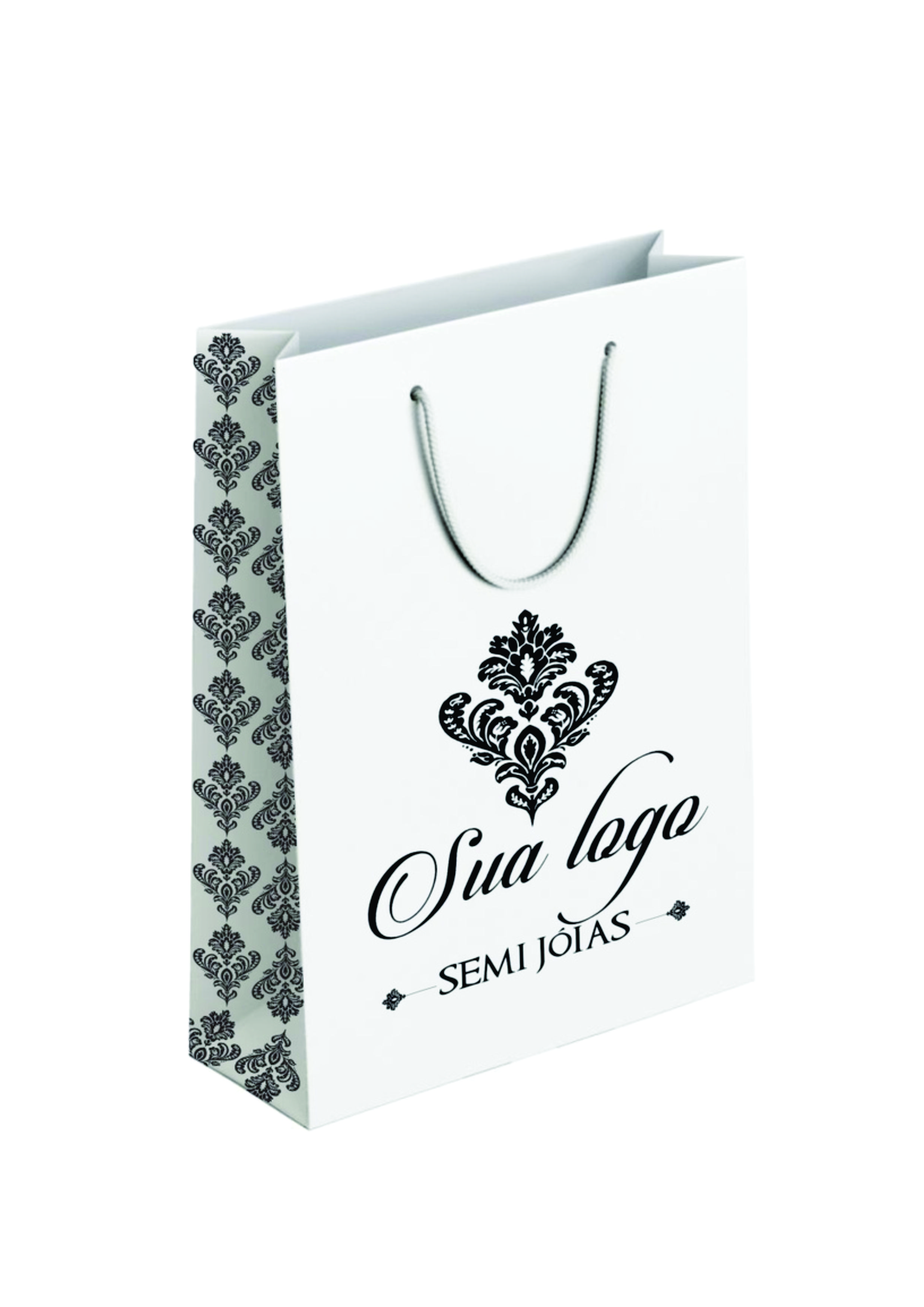 SACOLAS DE PAPEL TAMANHO P (A8) EM PAPEL SULFITE, FUNDO BRANCO