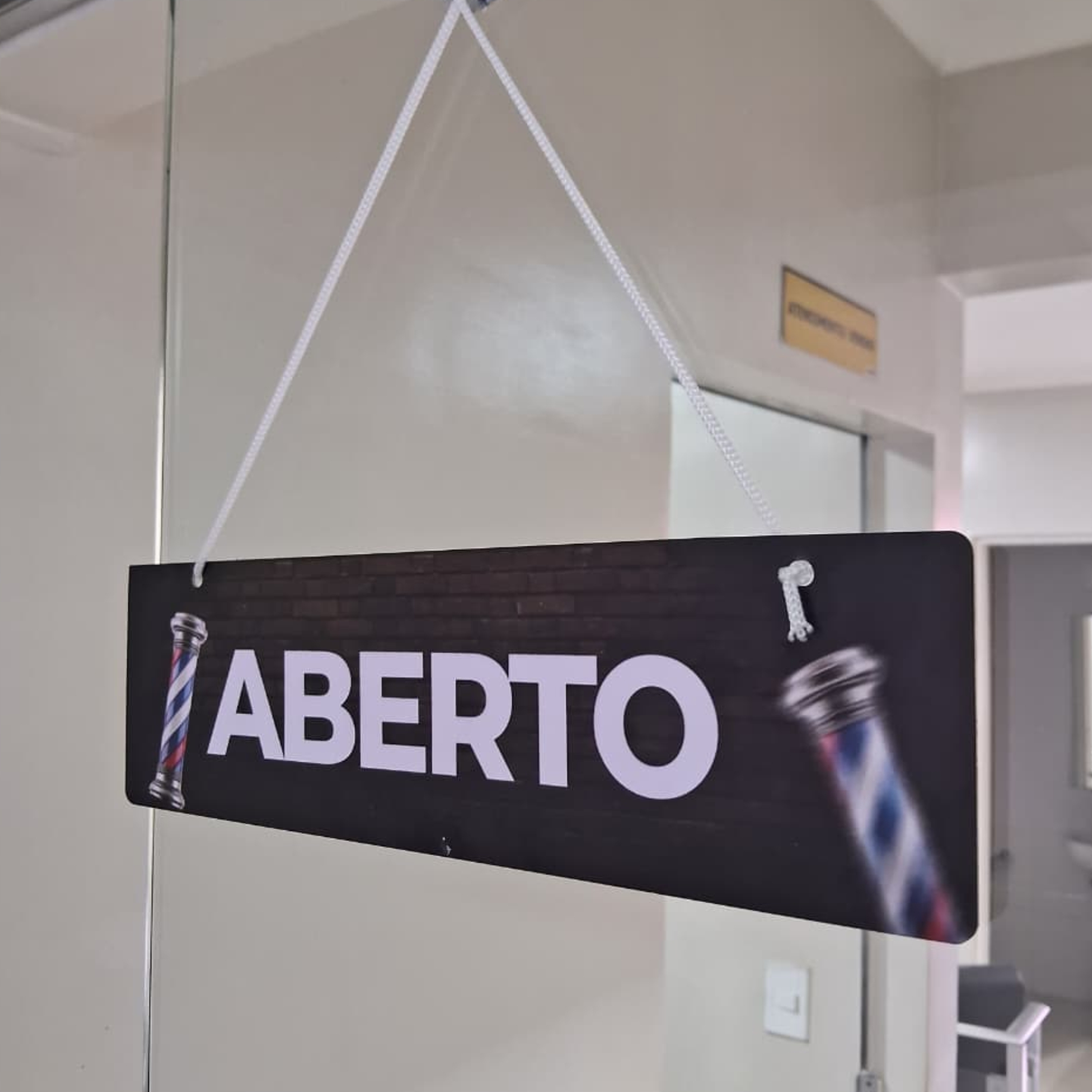 Placa PS Barbearia Aberto / Fechado