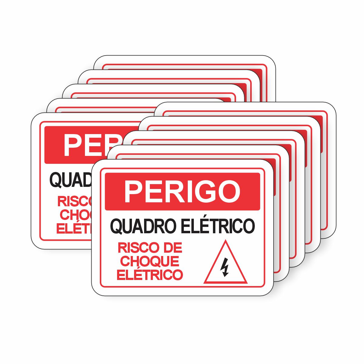 Placa de sinalização - Perigo - Kit com 5 e 10 unidades