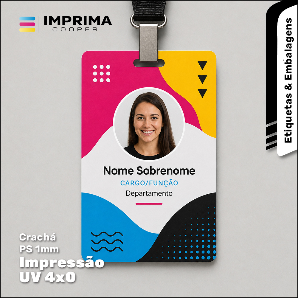 Crachá PS 1mm com Impressão UV