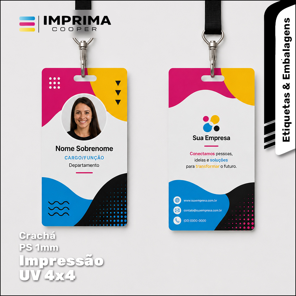 Crachá PS 1mm com Impressão UV