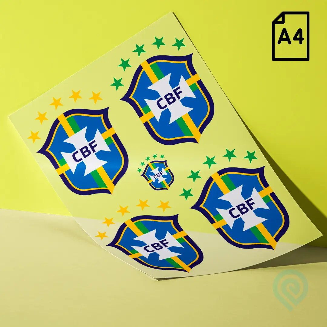Cartela A4 DTF UV – Escudo Seleção Brasileira CBF 02 Copa do Mundo 2026