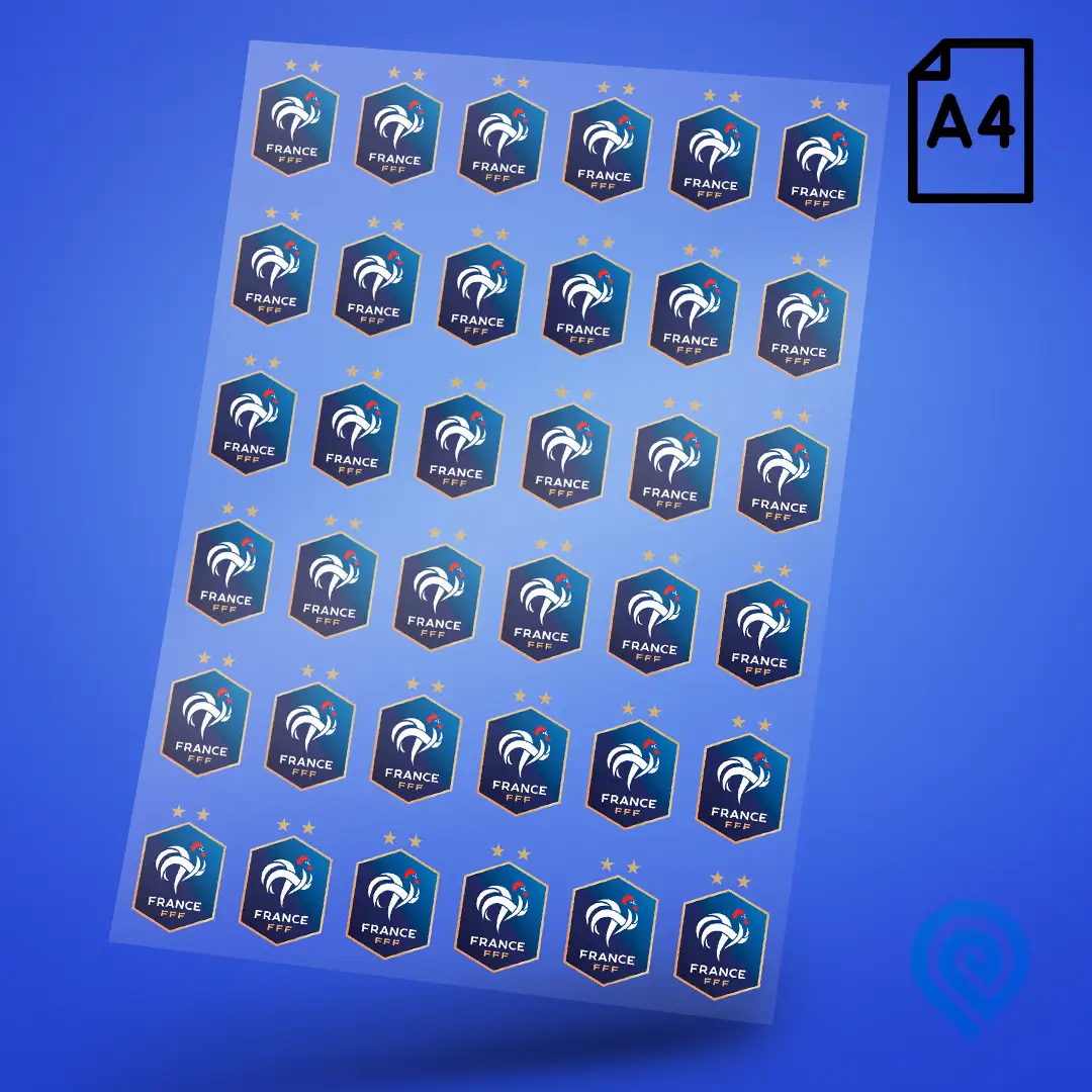 Cartela A4 DTF UV – Escudo Seleção França 03 Copa do Mundo 2026
