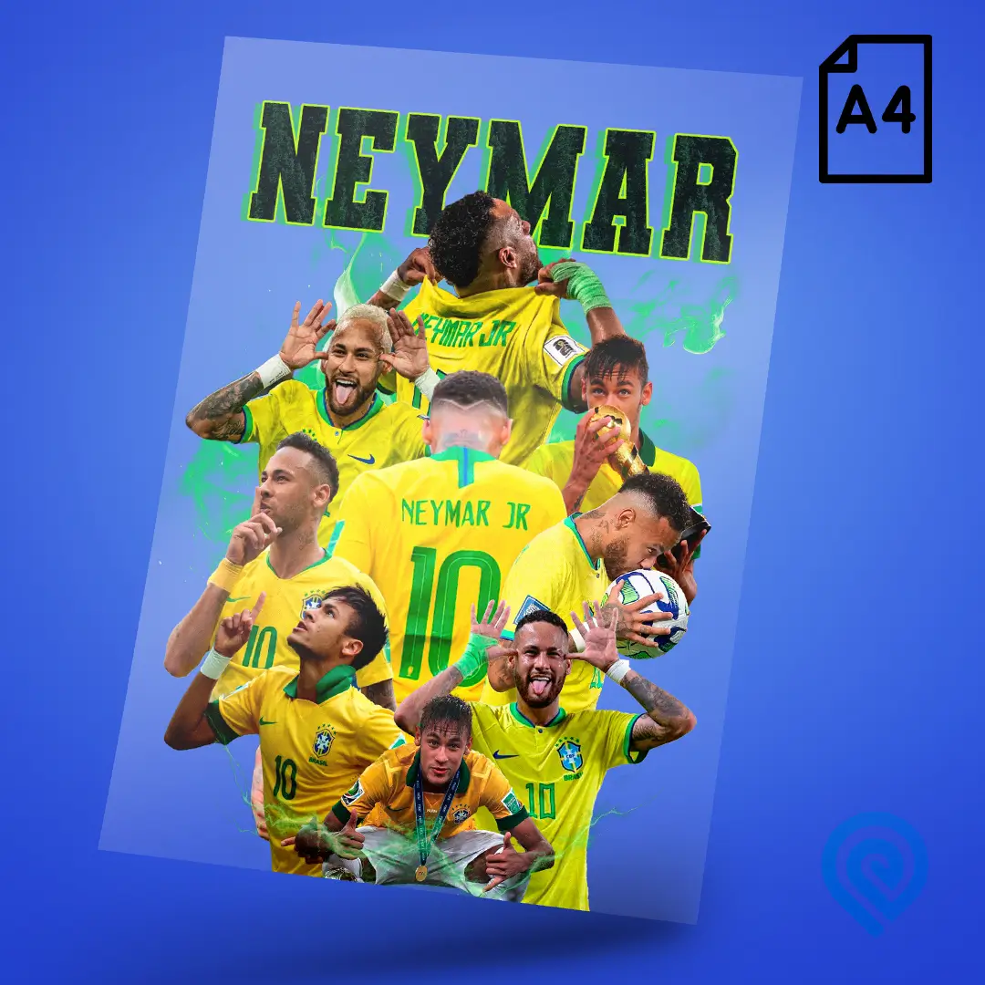 Cartela A4 DTF UV – Neymar Jr. Seleção Brasileira Copa do Mundo 2026
