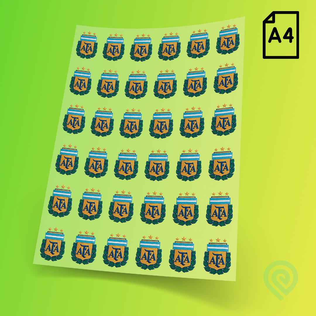 Cartela A4 DTF UV – Escudo Seleção Argentina Estilo Bordado 02 Copa do Mundo 2026