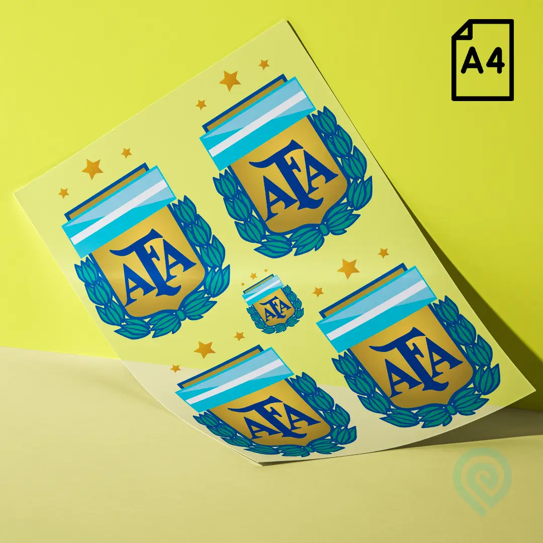 Cartela A4 DTF UV – Escudo Seleção Argentina 02 Copa do Mundo 2026
