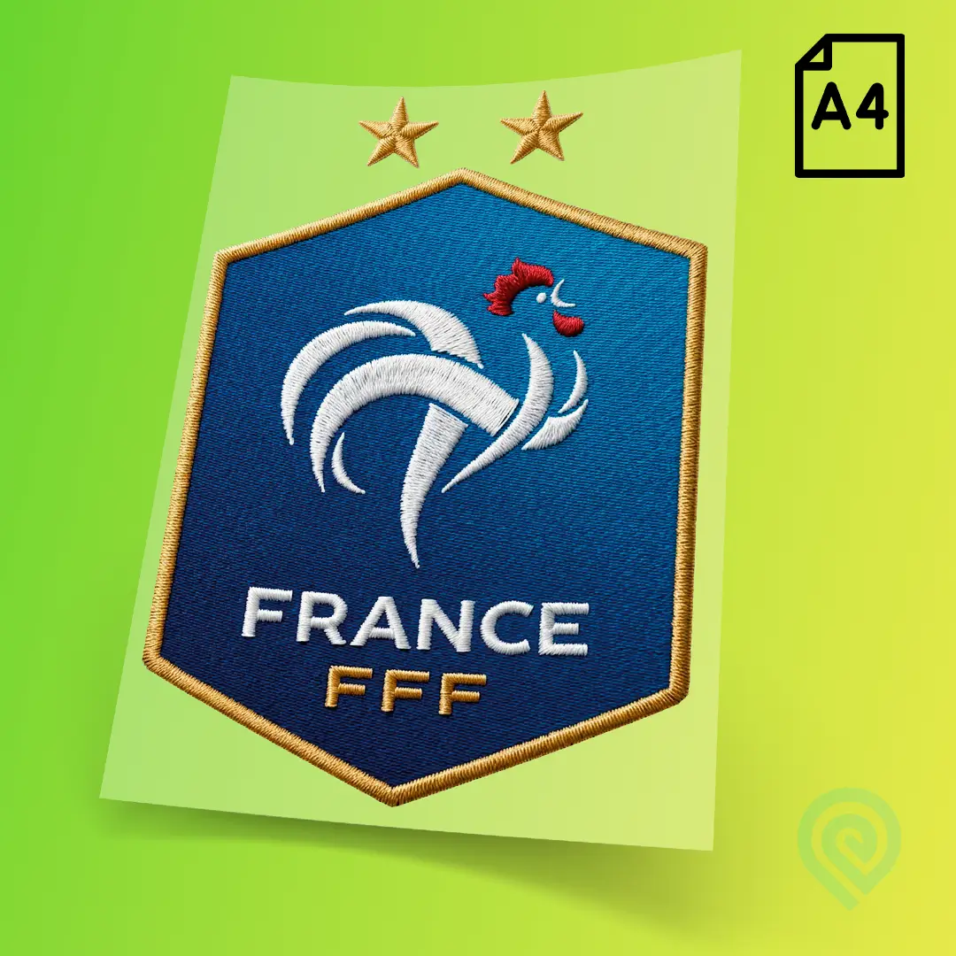 Cartela A4 DTF UV – Escudo Seleção França Estilo Bordado Copa do Mundo 2026