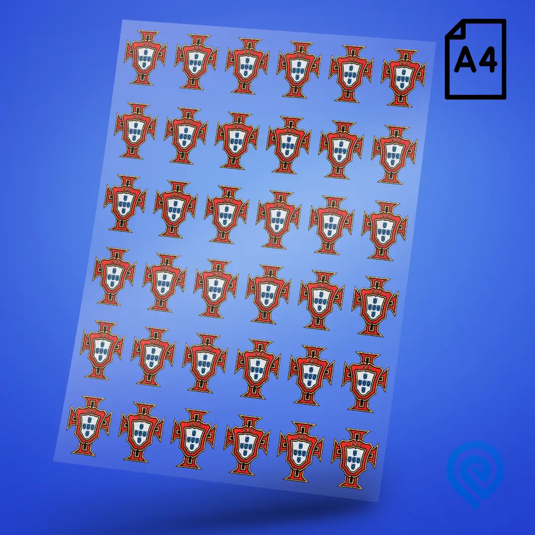 Cartela A4 DTF UV – Escudo Seleção Portugal Estilo Bordado 03 Copa do Mundo 2026