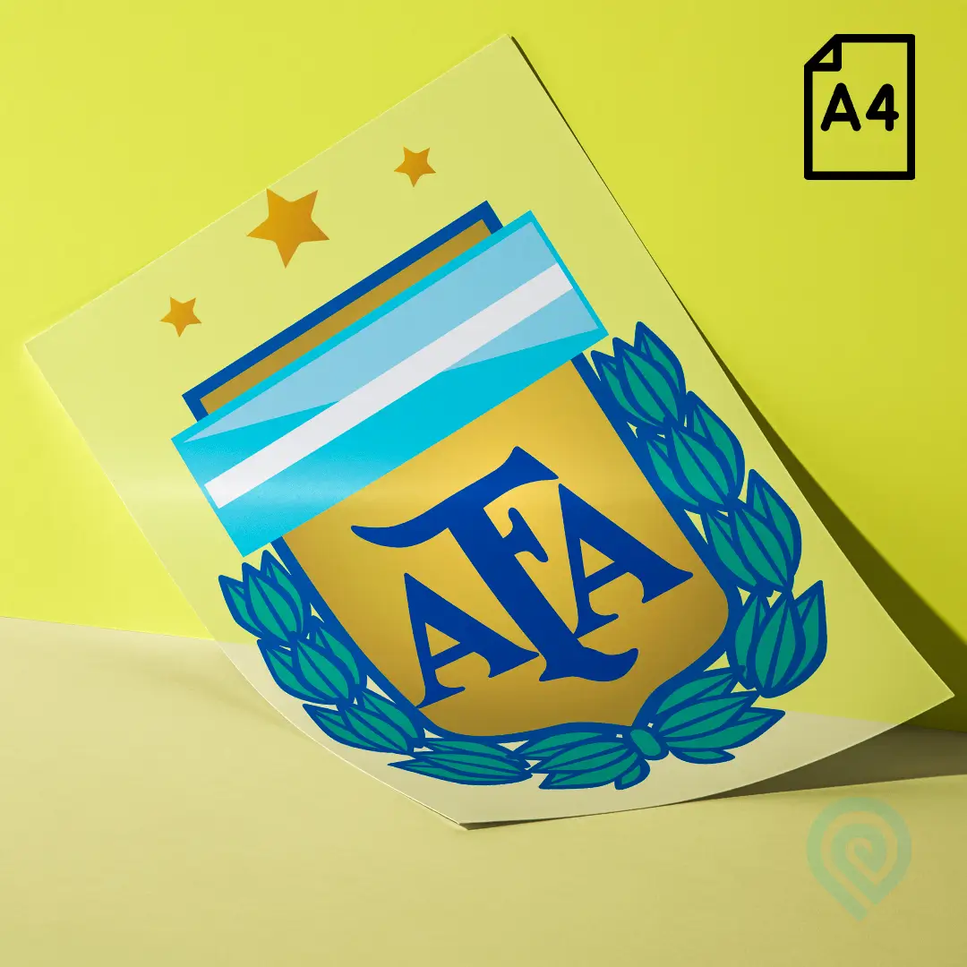 Cartela A4 DTF UV – Escudo Seleção Argentina Copa do Mundo 2026