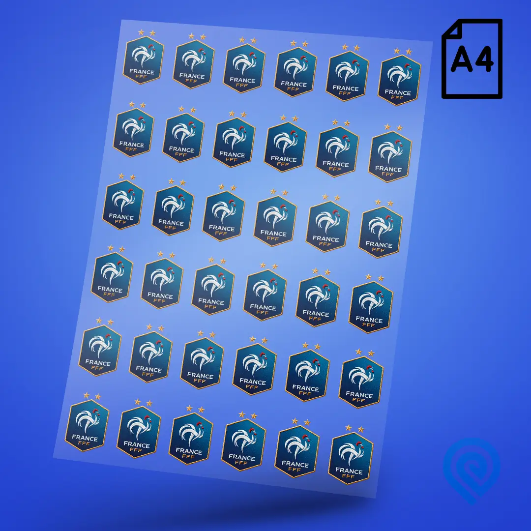 Cartela A4 DTF UV – Escudo Seleção França Estilo Bordado 03 Copa do Mundo 2026