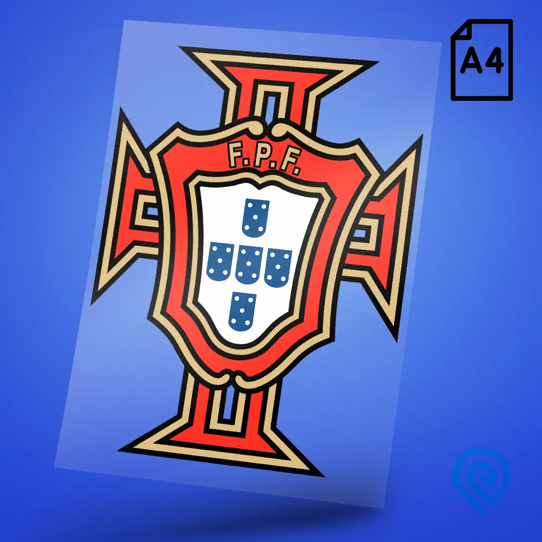 Cartela A4 DTF UV – Escudo Seleção Portugal Copa do Mundo 2026