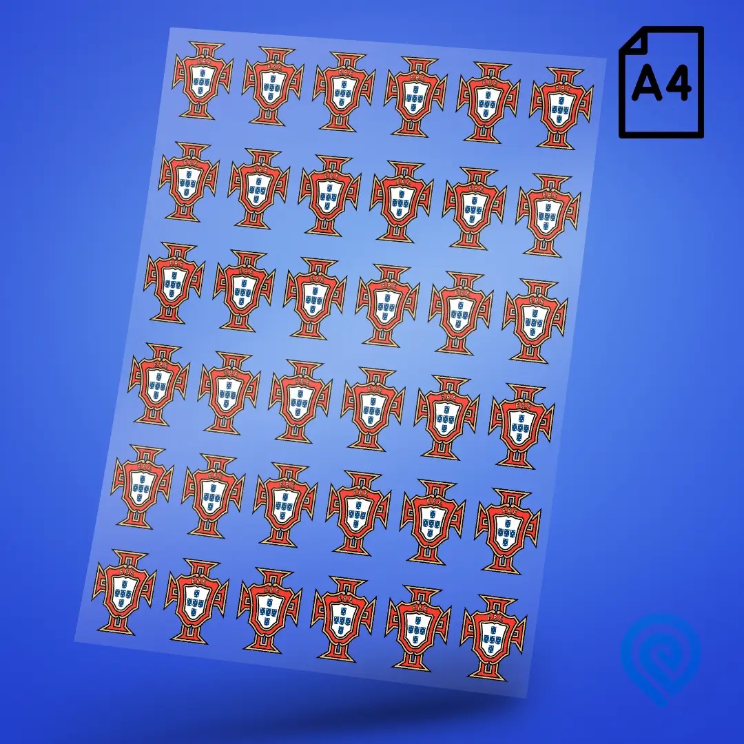 Cartela A4 DTF UV – Escudo Seleção Portugal 03 Copa do Mundo 2026