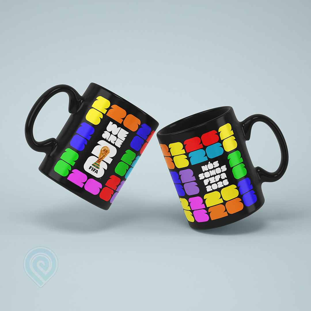 Caneca Preta FIFA 2026 Números Coloridos
