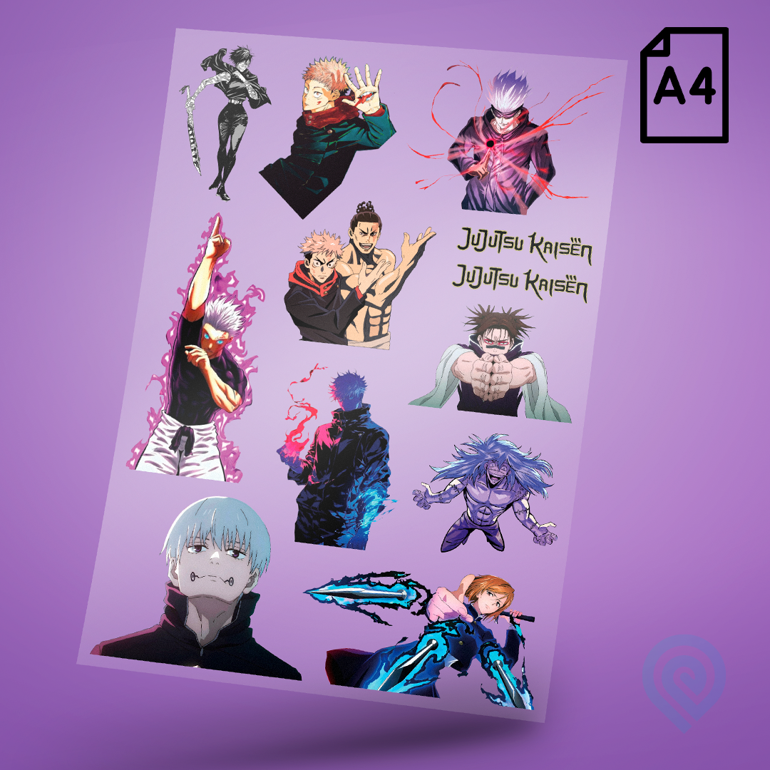 Cartela A4 DTF UV/TÊXTIL – JUJUTSU KAISEN Geek Anime