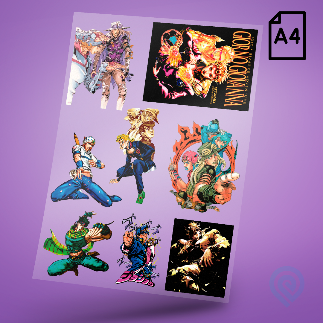 Cartela A4 DTF UV/TÊXTIL – JOJOs BIZARRE ADVENTURE Geek Anime
