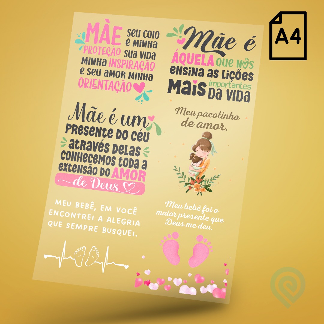 Cartela A4 DTF UV/TÊXTIL – Maternidade Frases
