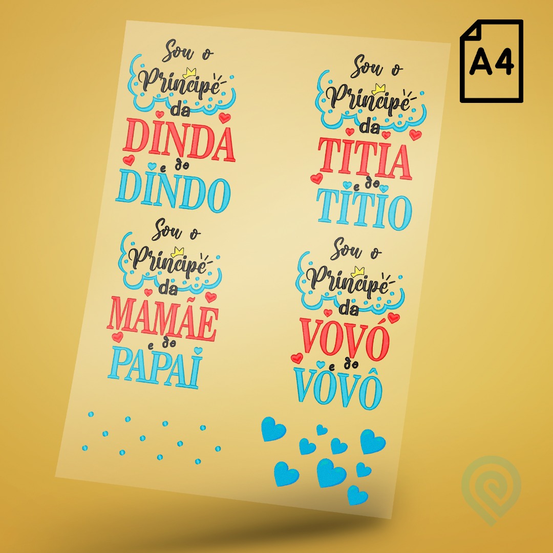 Cartela A4 DTF UV/TÊXTIL – Maternidade Príncipe da Família