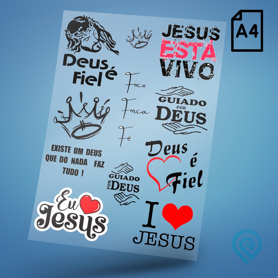 Cartela A4 DTF UV/TÊXTIL – Religião Deus Frases 03