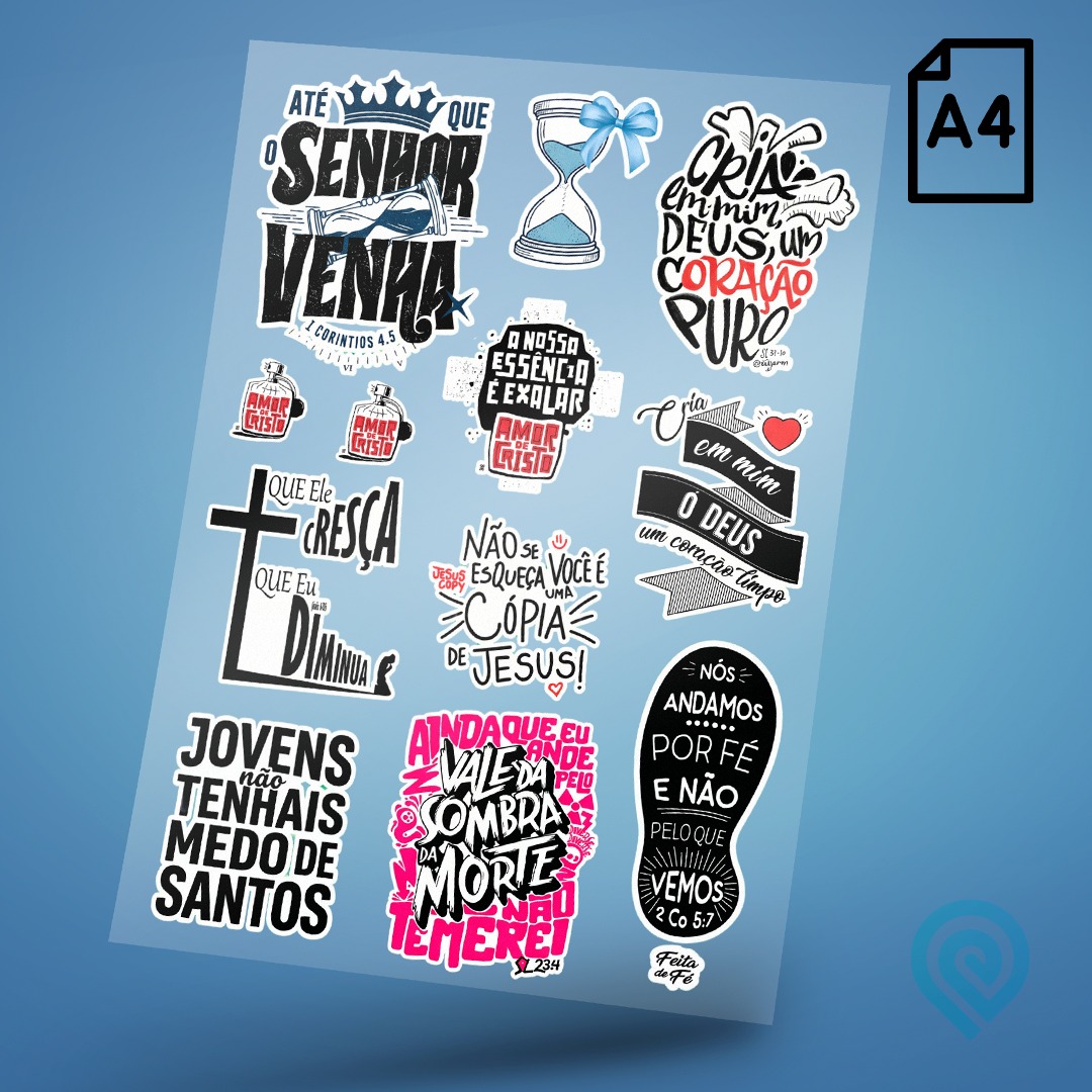 Cartela A4 DTF UV/TÊXTIL – Religião Deus Frases 04