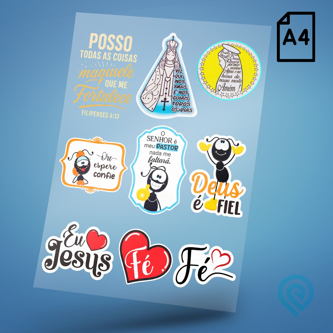 Cartela A4 DTF UV/TÊXTIL – Religião Deus Frases 06