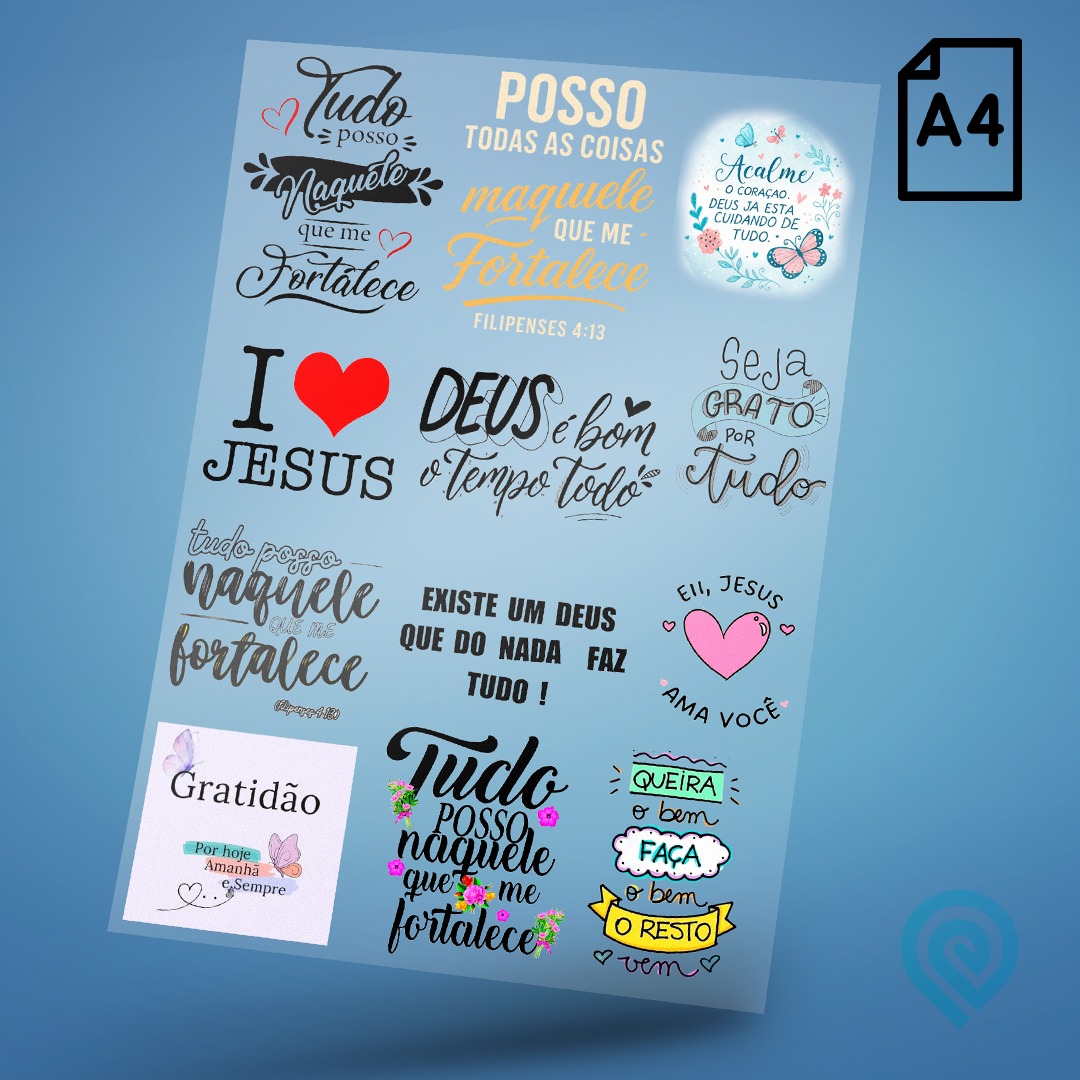 Cartela A4 DTF UV/TÊXTIL – Religião Deus Frases 01
