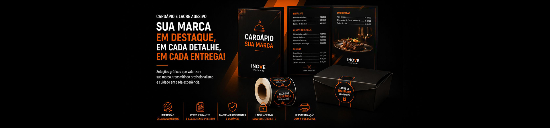 cardápios e embalagens