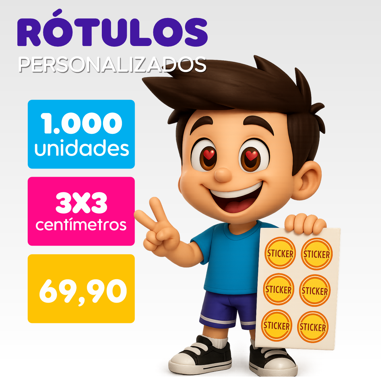 Rótulos e Etiquetas 1.000 unidades  3x3CM