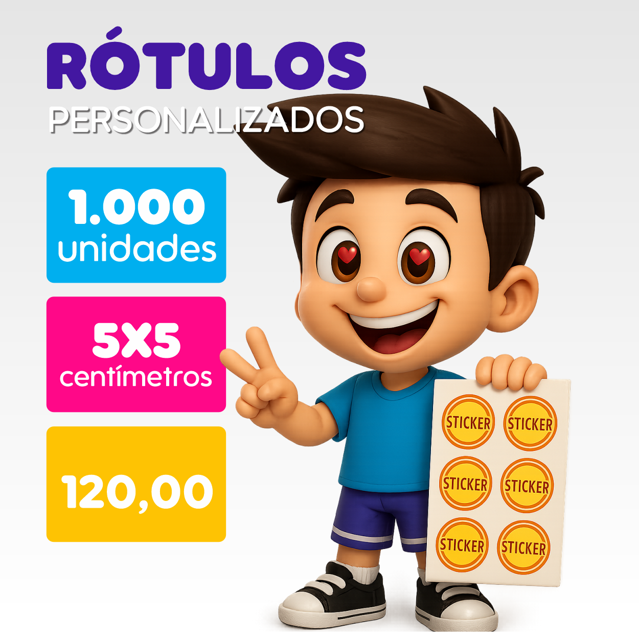 Rótulos e Etiquetas 1.000 unidades  5x5CM