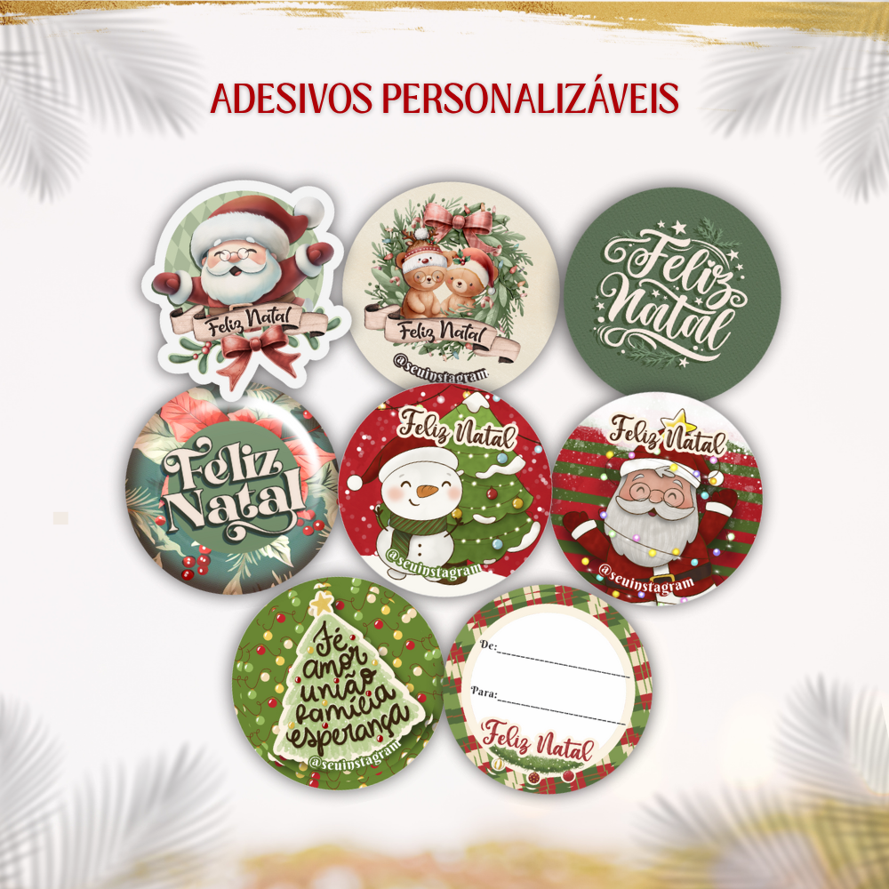 Adesivos de Natal Personalizáveis - 96und