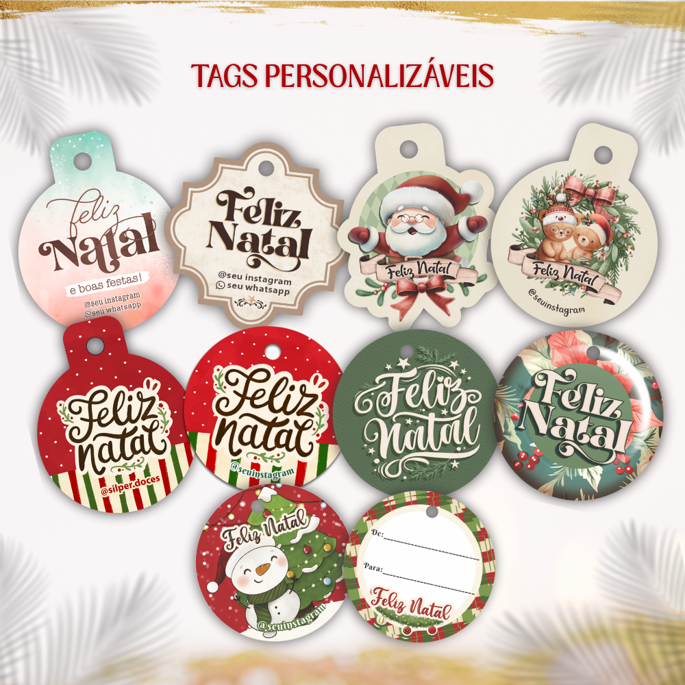 Tags de Natal Personalizáveis - 40 und