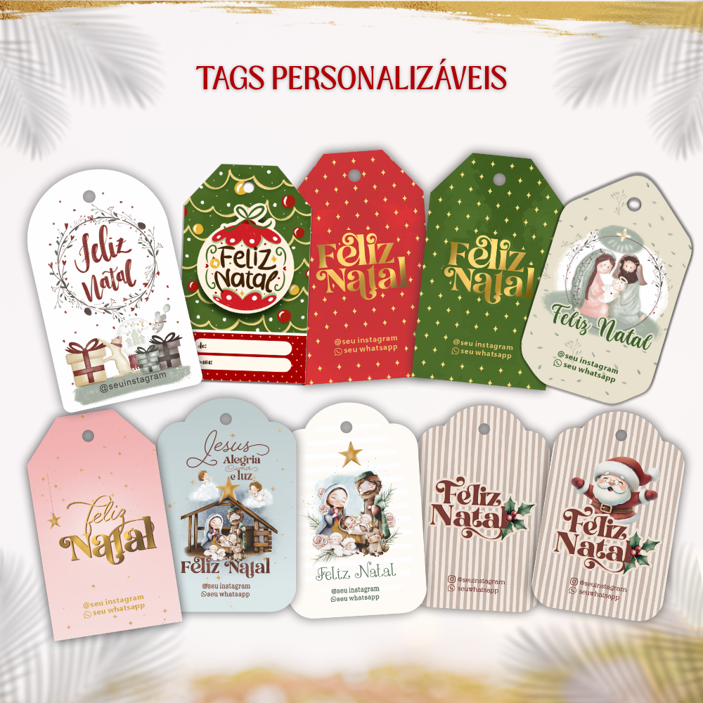 Tags de Natal Personalizáveis - 32 und