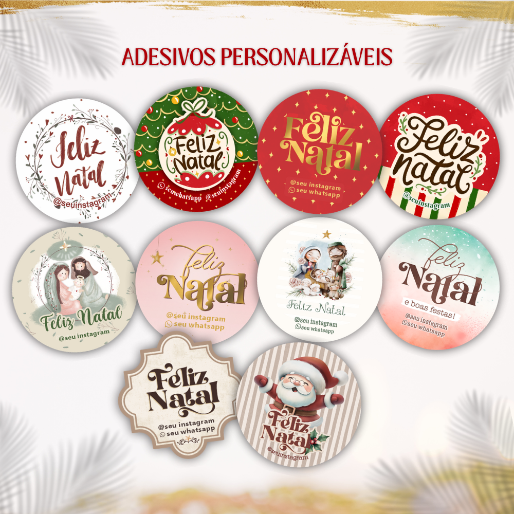 Adesivos de Natal Personalizáveis - 96und