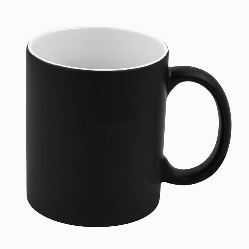 CANECA CERÂMICA MÁGICA 325ML - PRETO FOSCO COM INTERNO BRANCO
