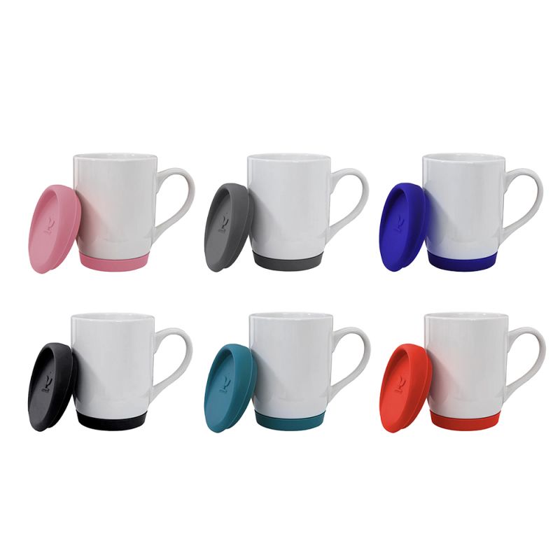 CANECA PDE CERÂMICA BASE E TAMPA SILICONE