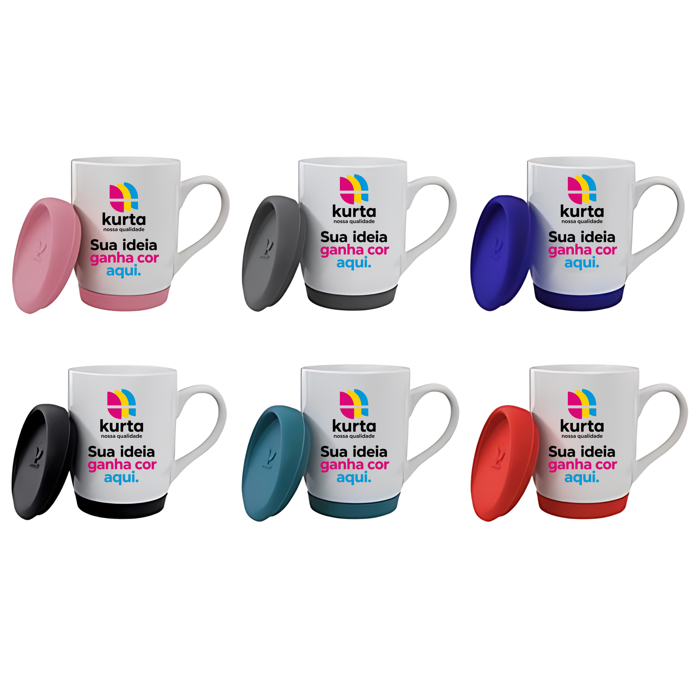 CANECA PDE CERÂMICA BASE E TAMPA SILICONE- 400 ML