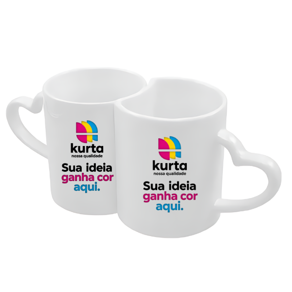 KIT 2 CANECAS PORCELANA LOVE - Mecolour